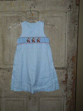 Candyland Girls Smocked Santa Claus Jumper Dress Sz 6 (I-56)